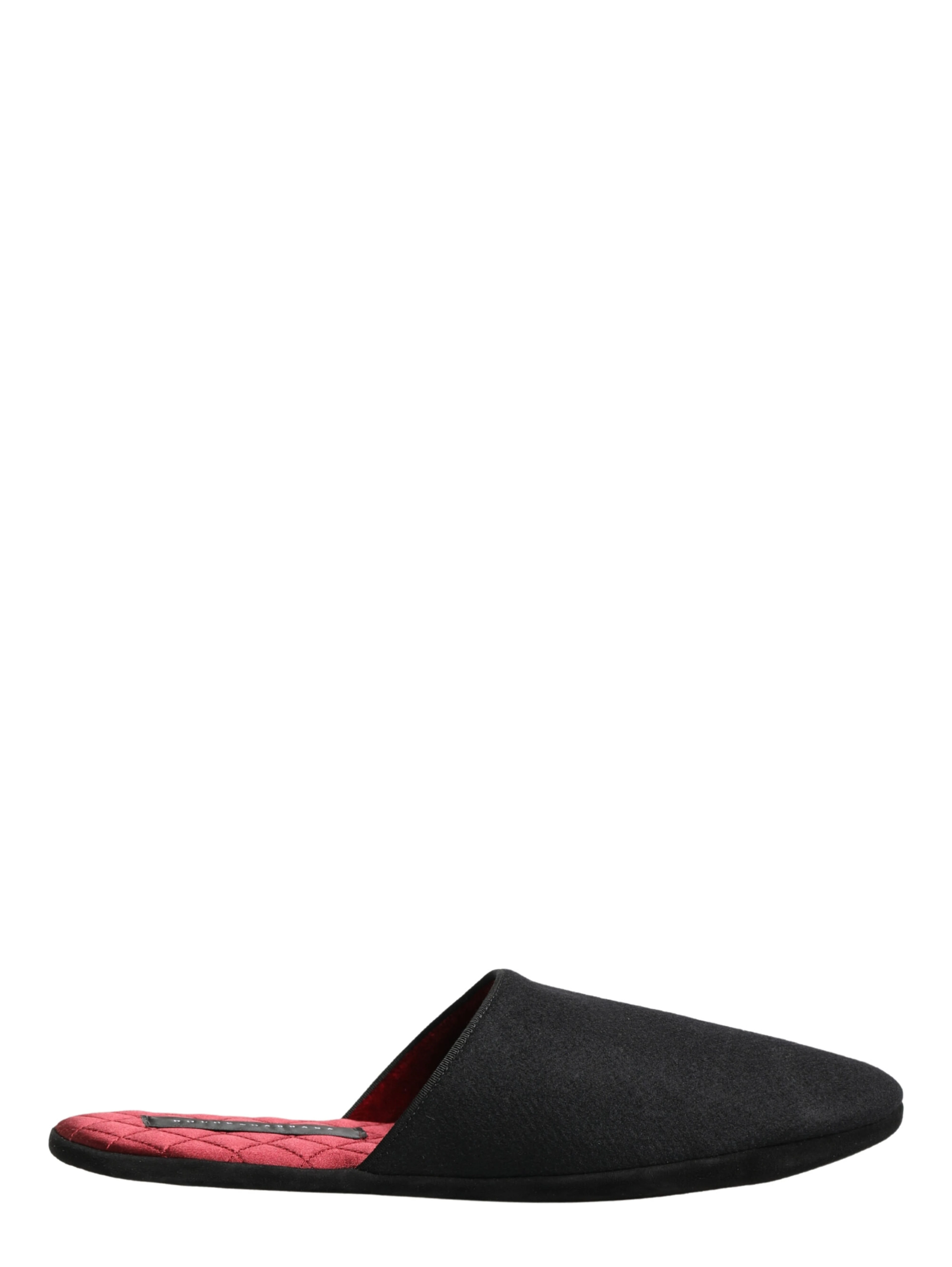 Black Wool Cashmere Red Quilted Slippers Shoes