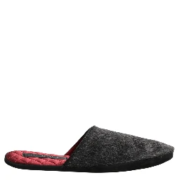 Dark Grey Charcoal Wool Red Slippers Shoes