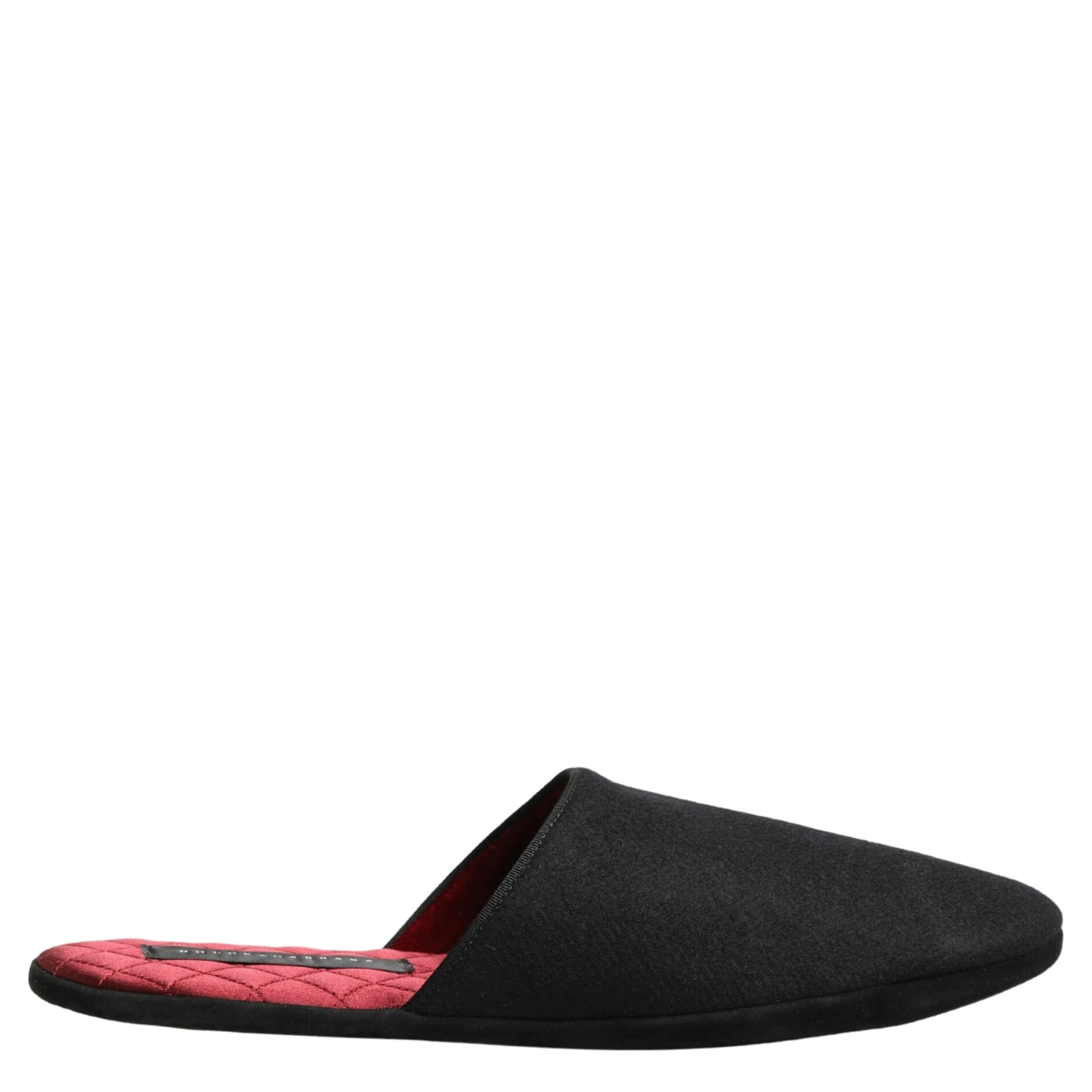 Black Wool Cashmere Red Quilted Slippers Shoes