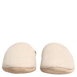 Beige Shetland Wool Red Quilted Slippers Shoes