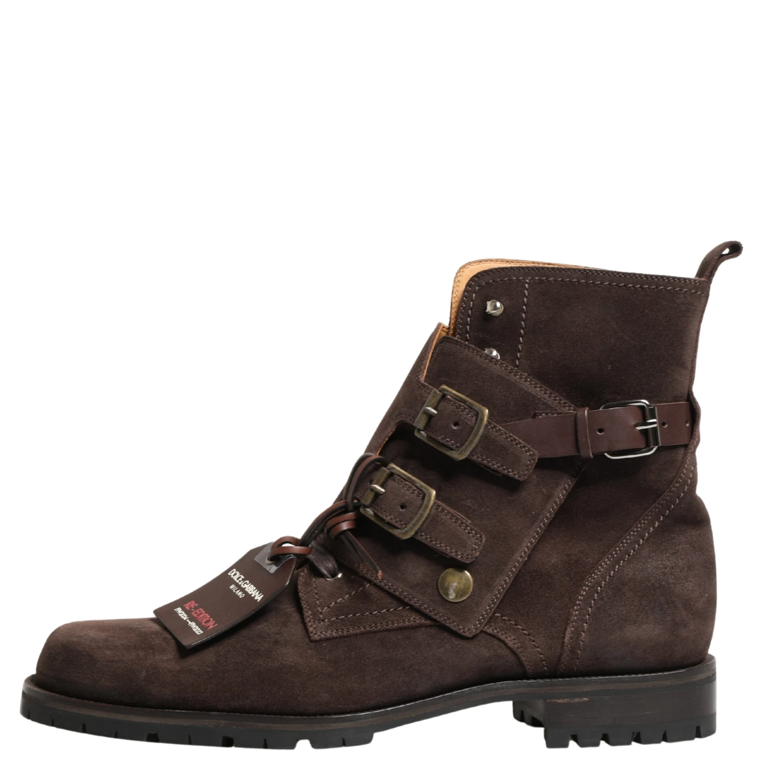 Brown Suede Leather Buckle Ankle Boots Shoes