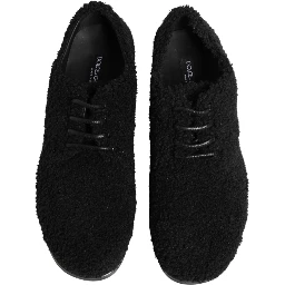 Men Black Riccio Shearling Dress Derby Shoes