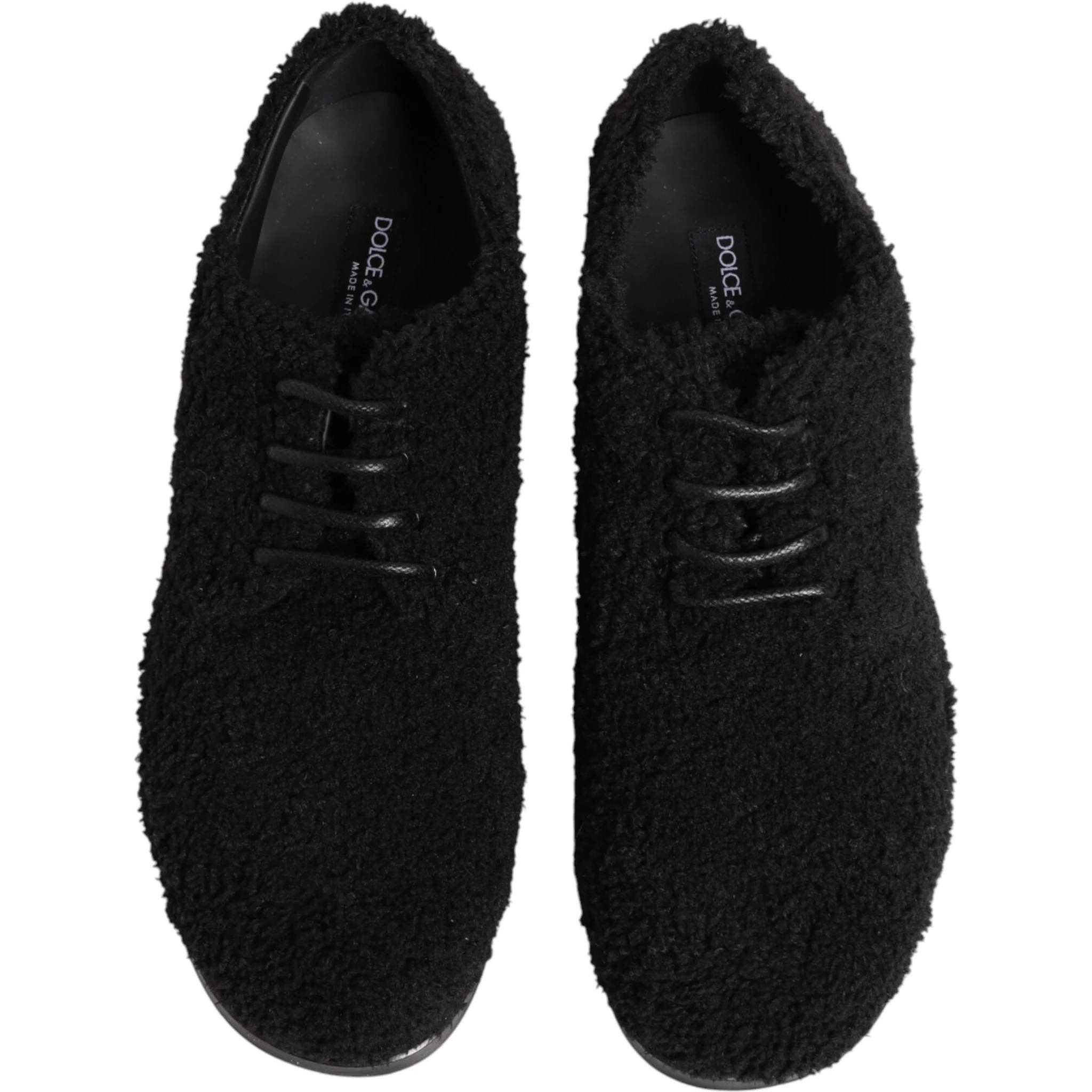 Men Black Riccio Shearling Dress Derby Shoes