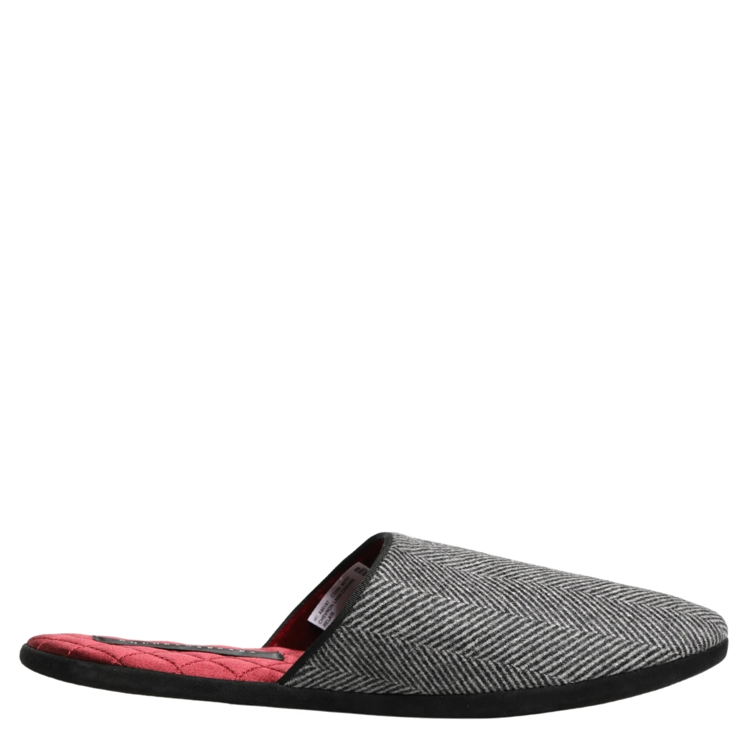 Grey Herringbone Cashmere Red Slippers Shoes