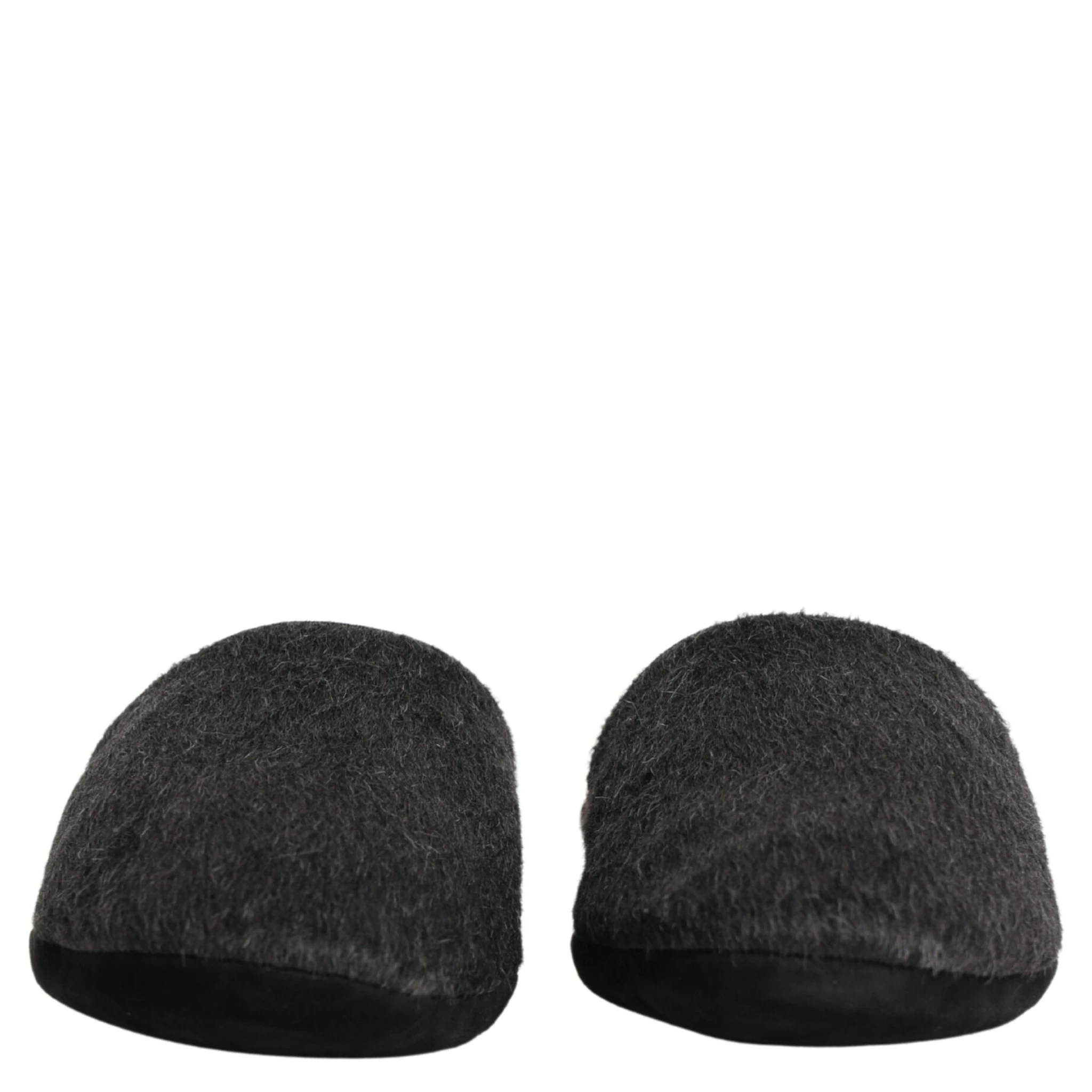 Dark Grey Charcoal Wool Red Slippers Shoes