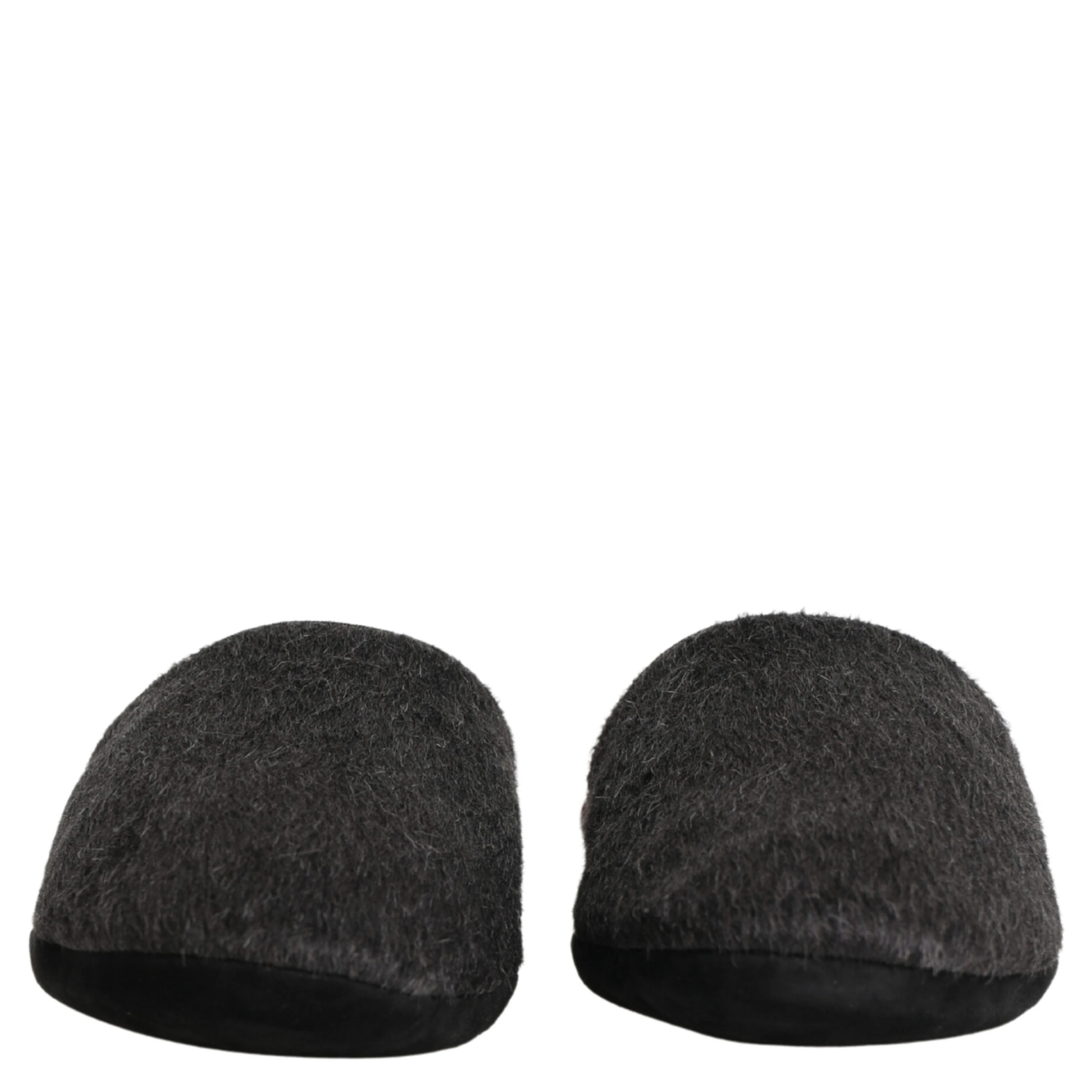 Dark Grey Charcoal Wool Red Slippers Shoes