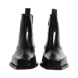 Black Leather Zip Closure Ankle Boots Shoes