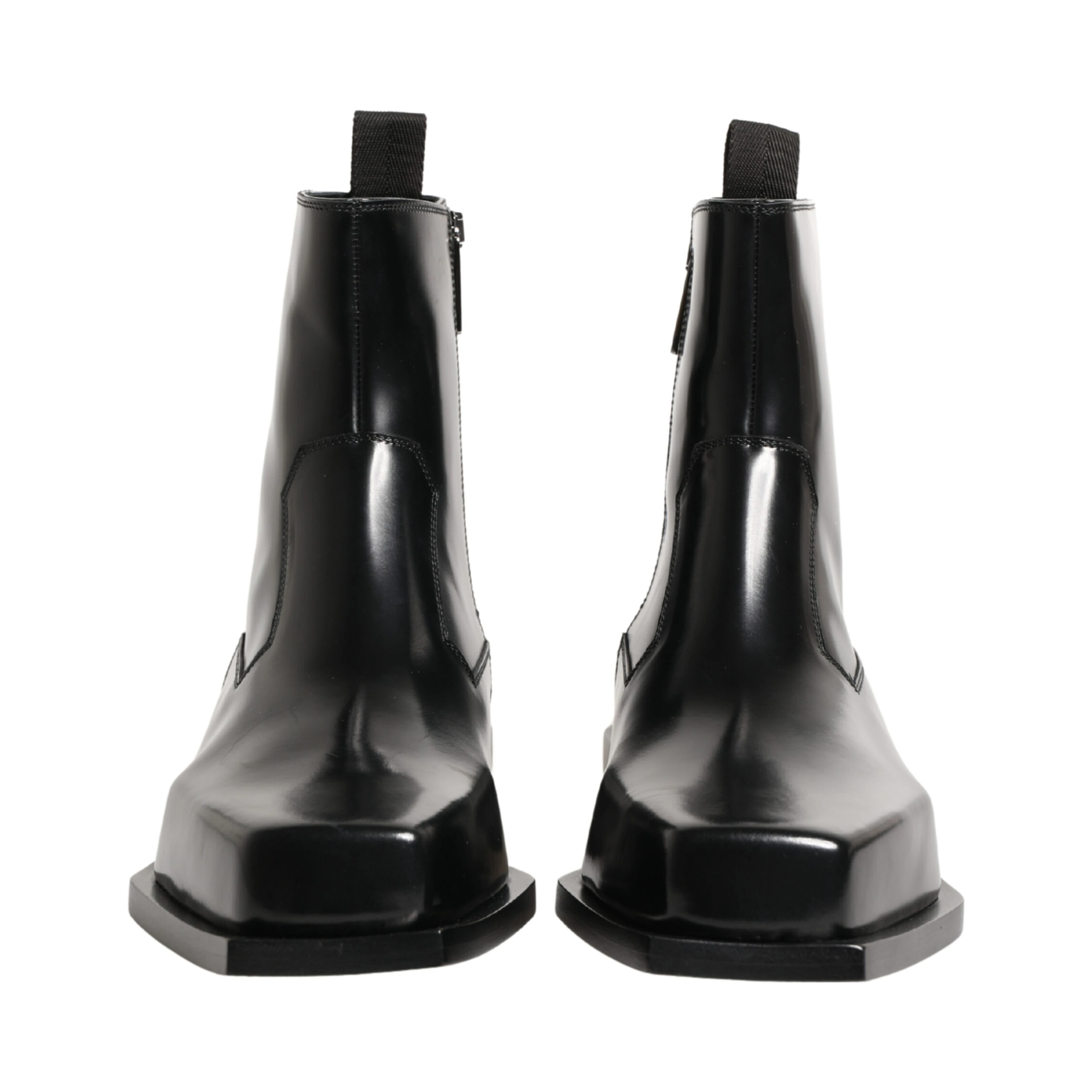 Black Leather Zip Closure Ankle Boots Shoes