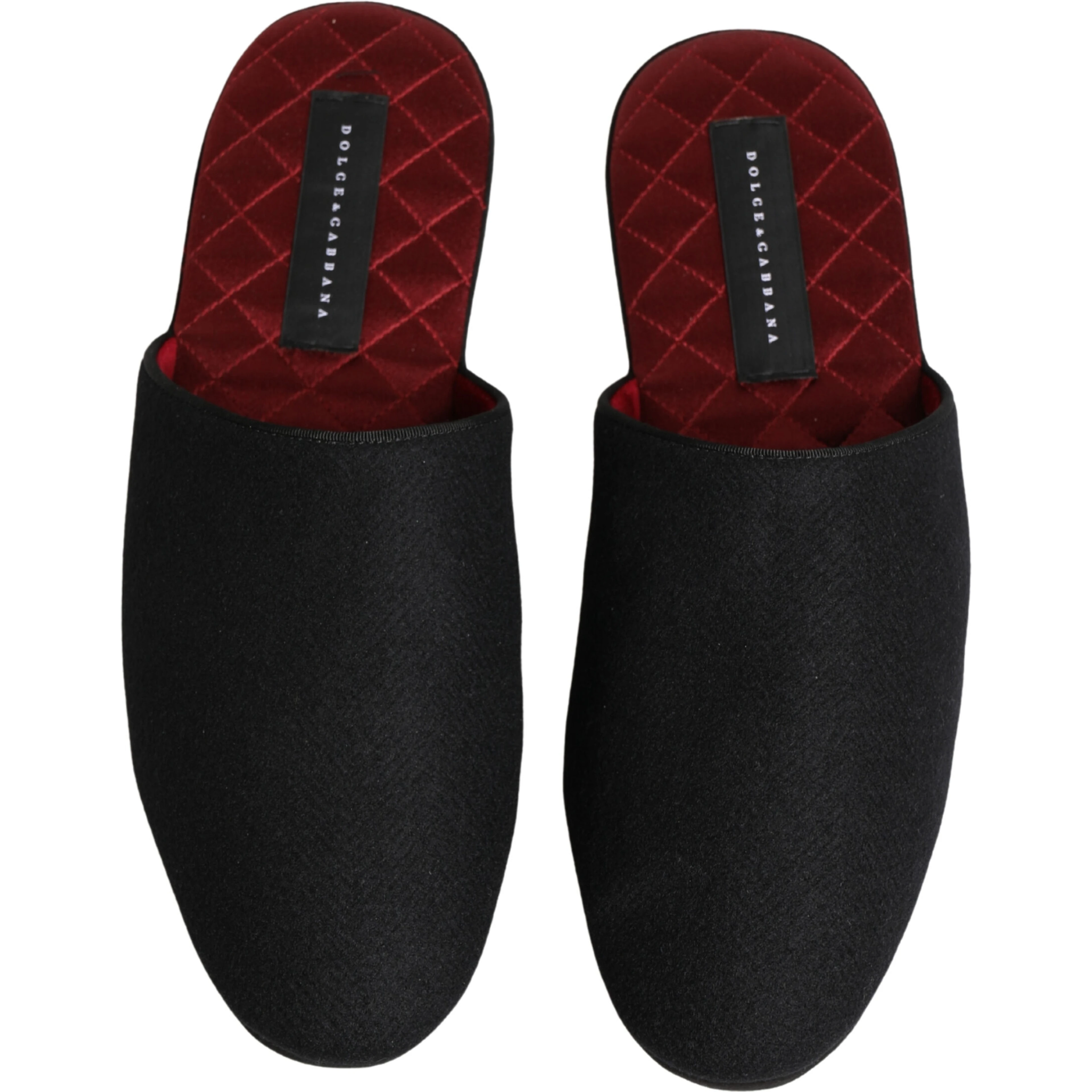 Black Wool Cashmere Red Quilted Slippers Shoes