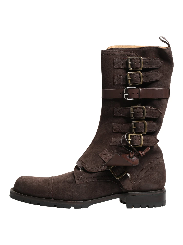 Brown Suede Leather Combat Ankle Boots  Shoes alternative