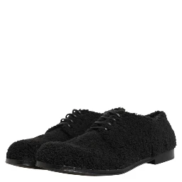 Men Black Riccio Shearling Dress Derby Shoes