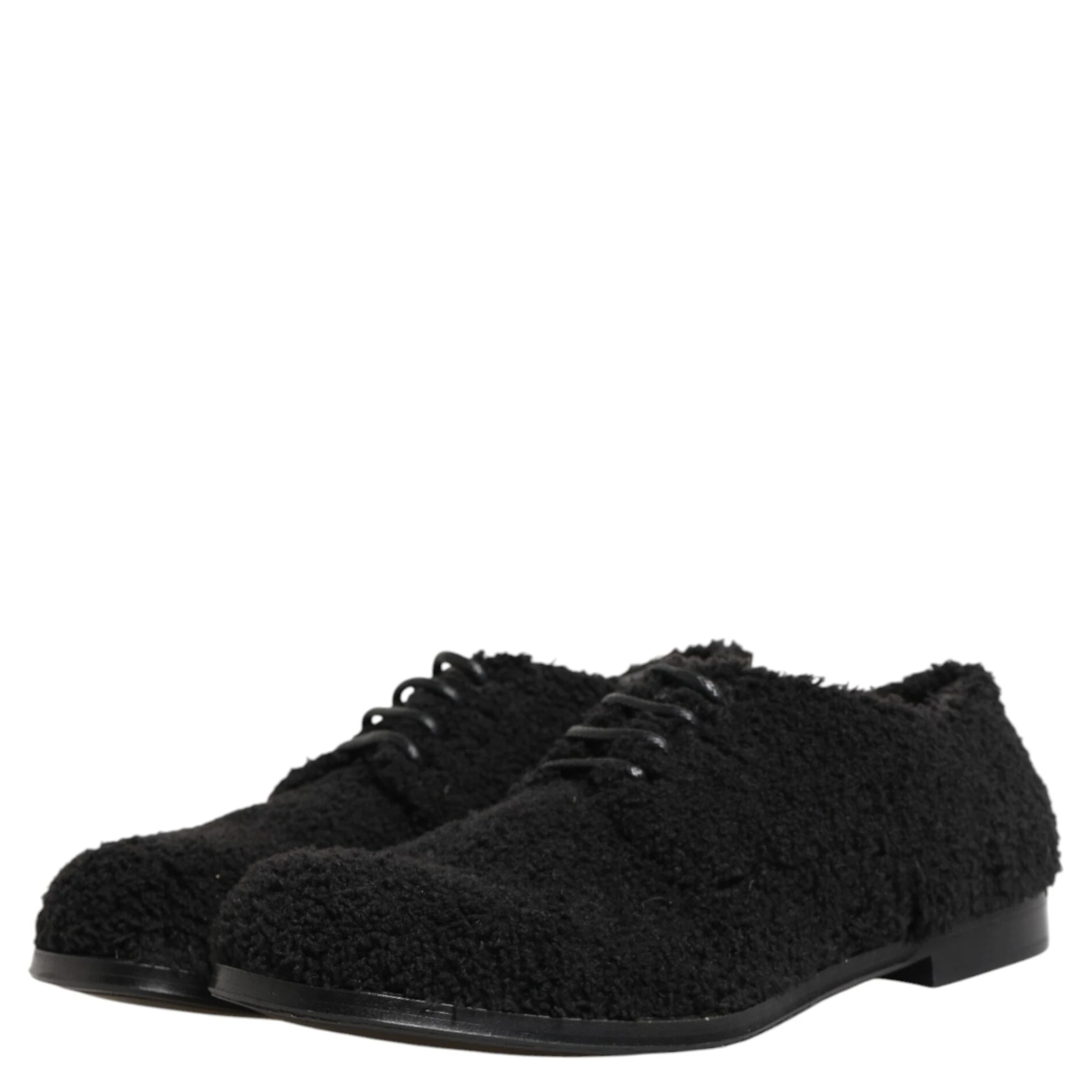 Men Black Riccio Shearling Dress Derby Shoes