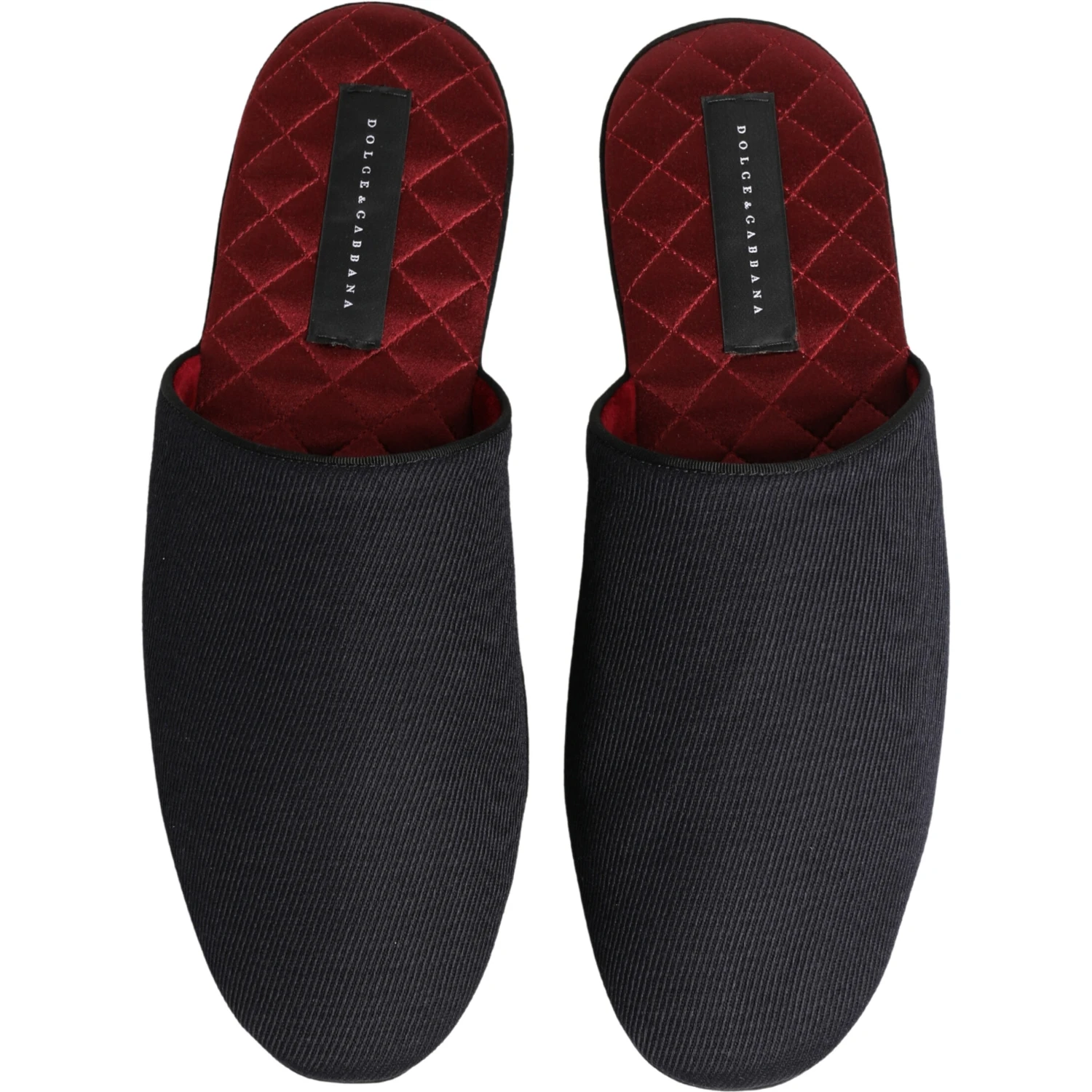 Dark Navy Wool Cotton Red Chevron Slippers Shoes