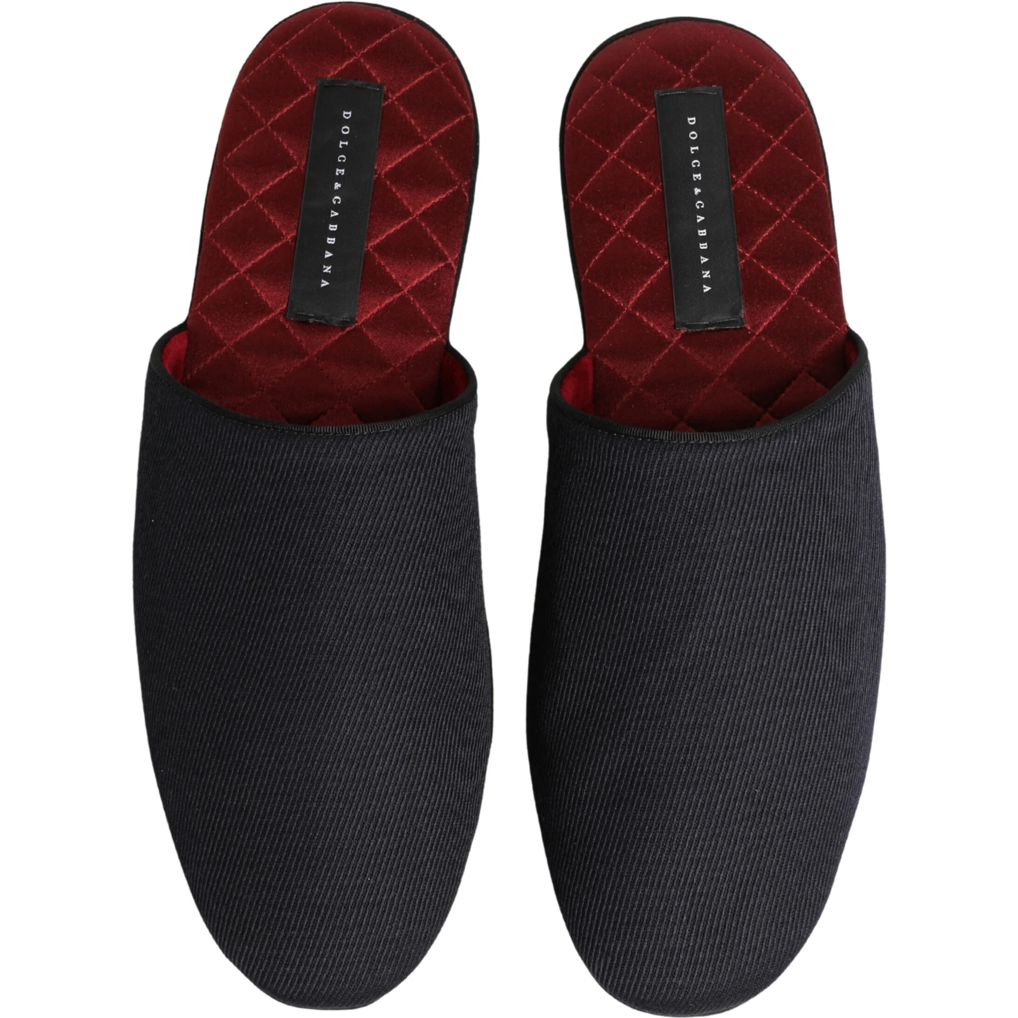 Dark Navy Wool Cotton Red Chevron Slippers Shoes