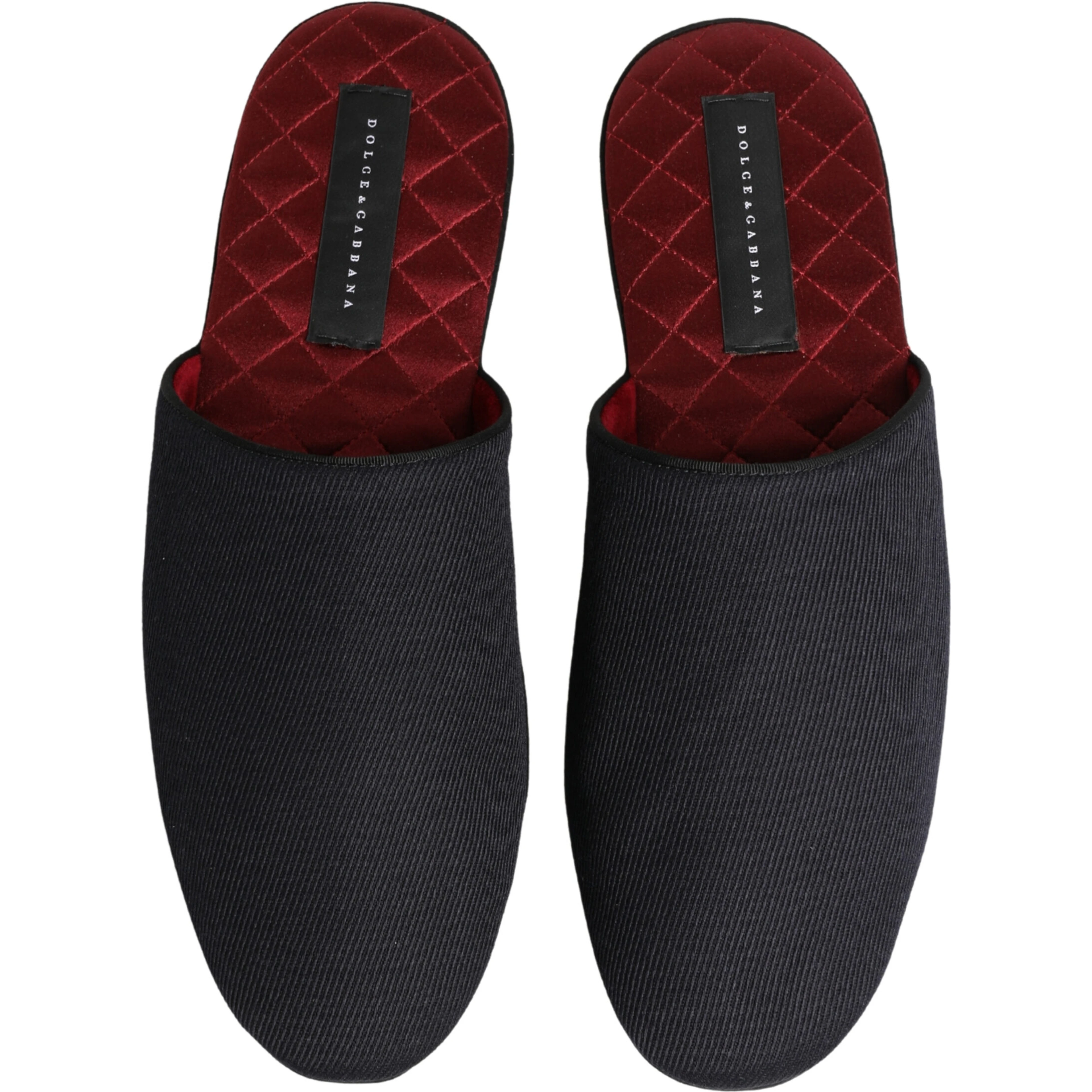 Dark Navy Wool Cotton Red Chevron Slippers Shoes