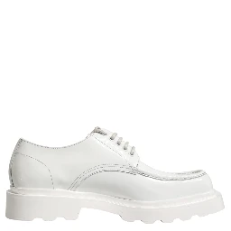 White Leather Chunky Sole Derby Shoes