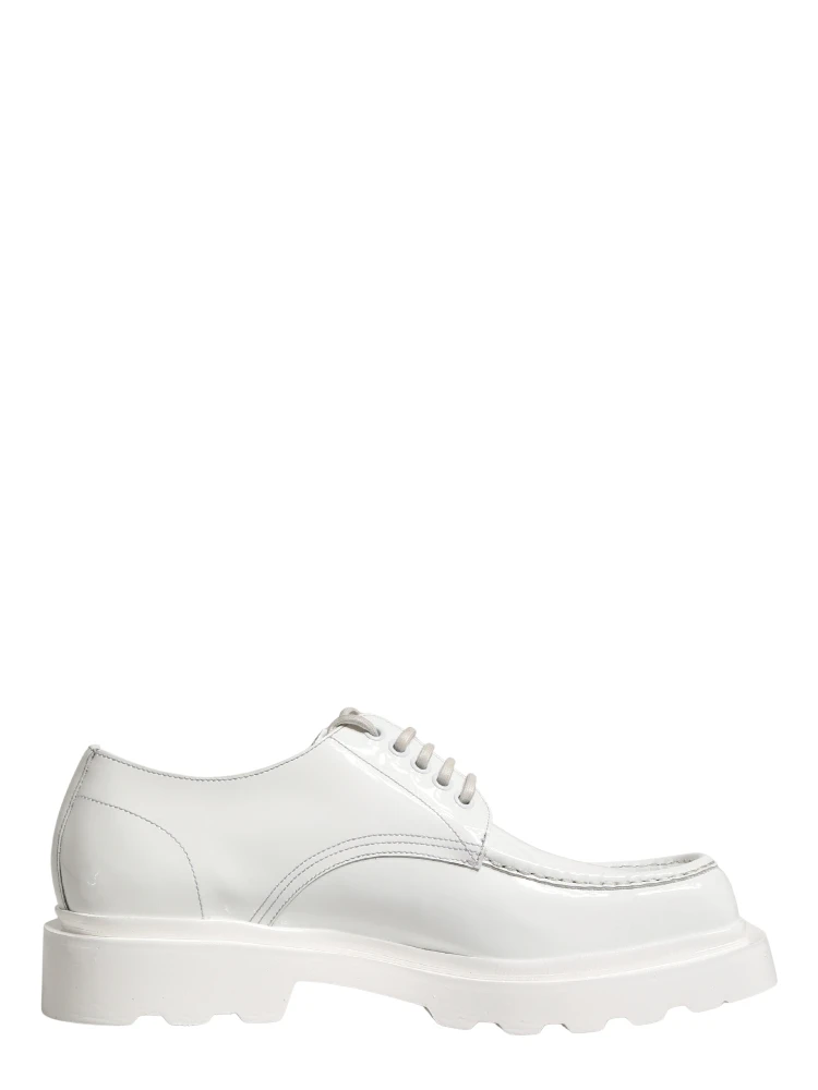 White Leather Chunky Sole Derby Shoes alternative