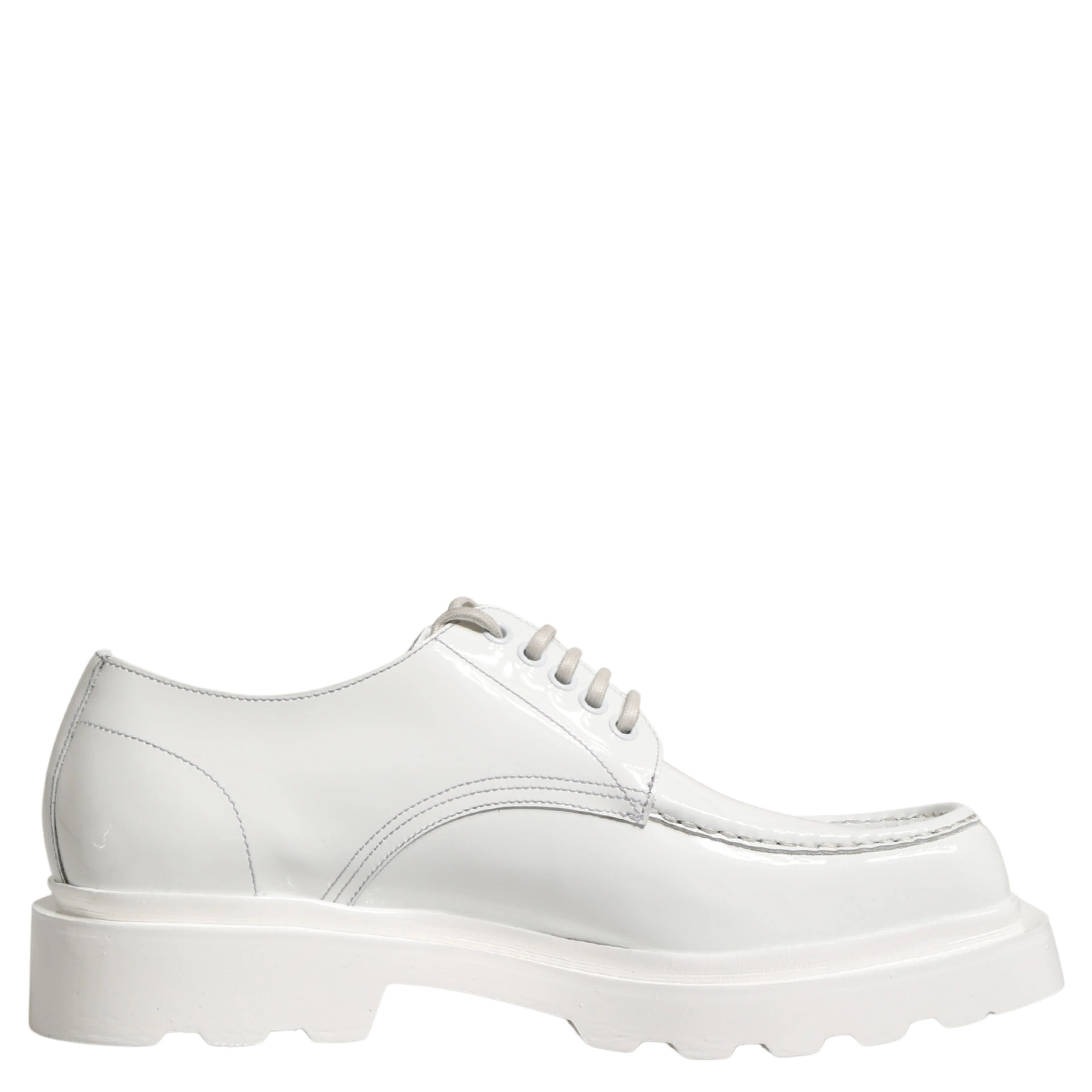 White Leather Chunky Sole Derby Shoes