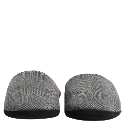 Grey Herringbone Cashmere Red Slippers Shoes
