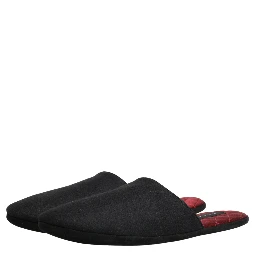 Black Wool Cashmere Red Quilted Slippers Shoes