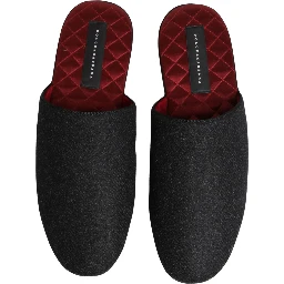 Anthracite Wool Cashmere Quilted Slippers Shoes