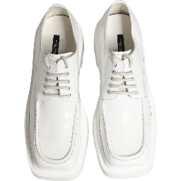 White Leather Chunky Sole Derby Shoes