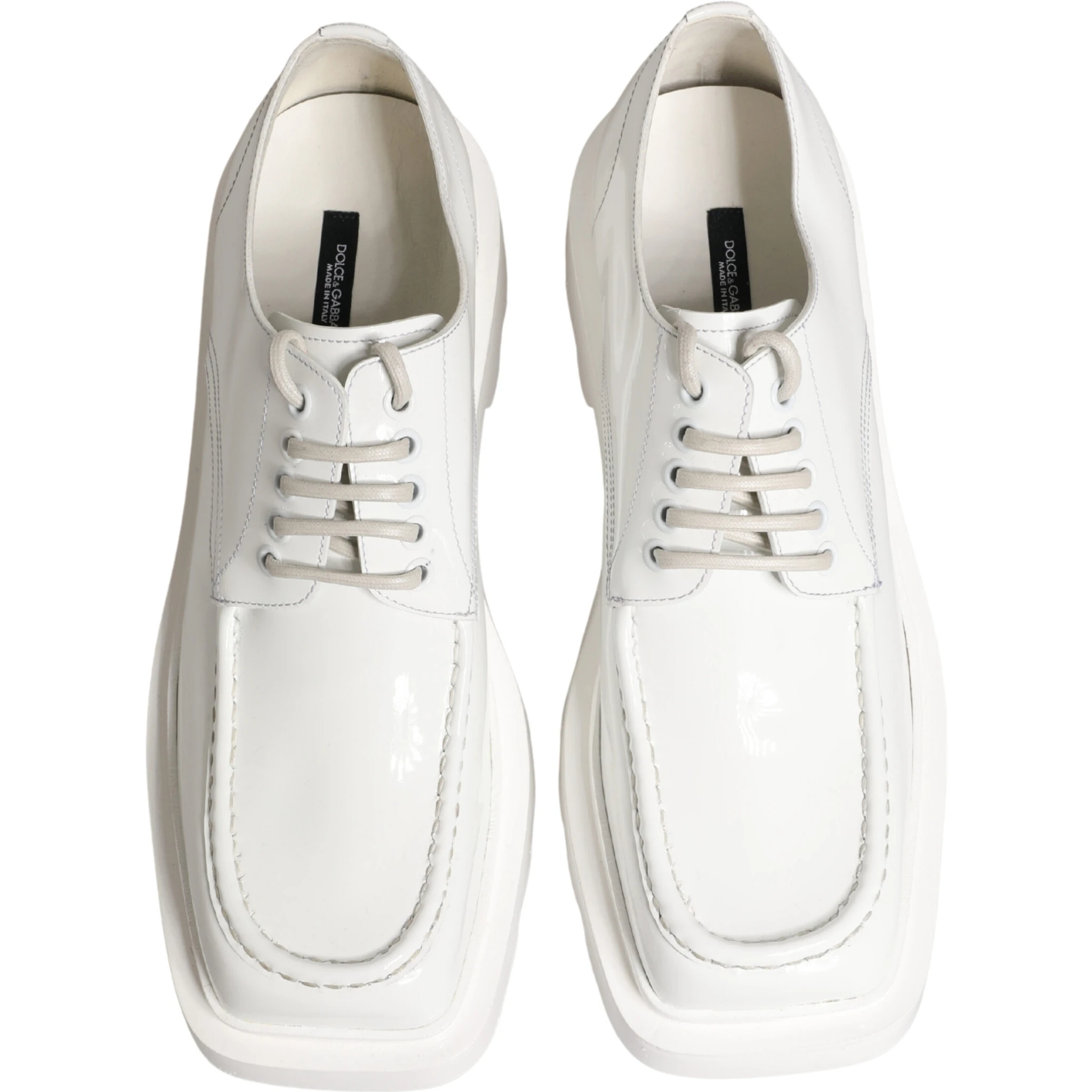 White Leather Chunky Sole Derby Shoes