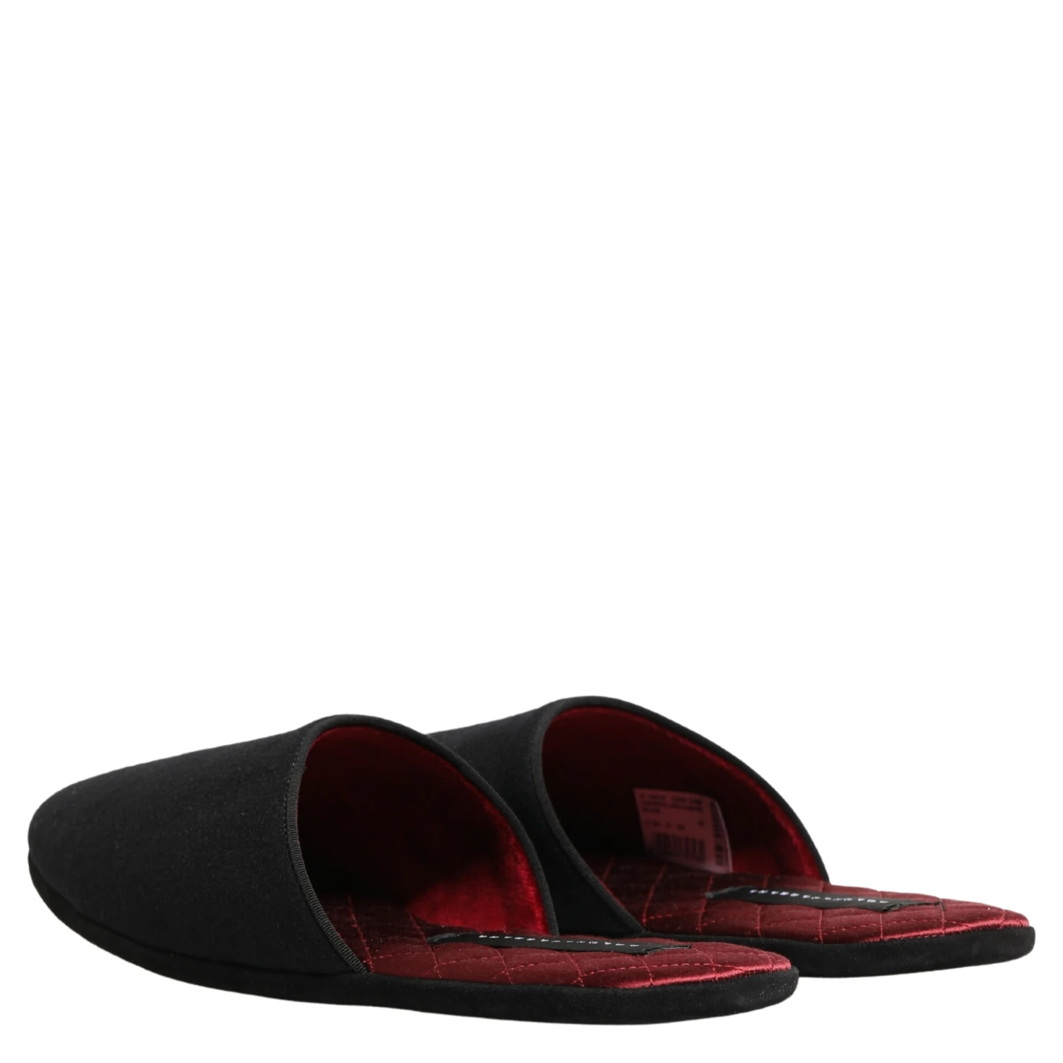Black Wool Cashmere Red Quilted Slippers Shoes