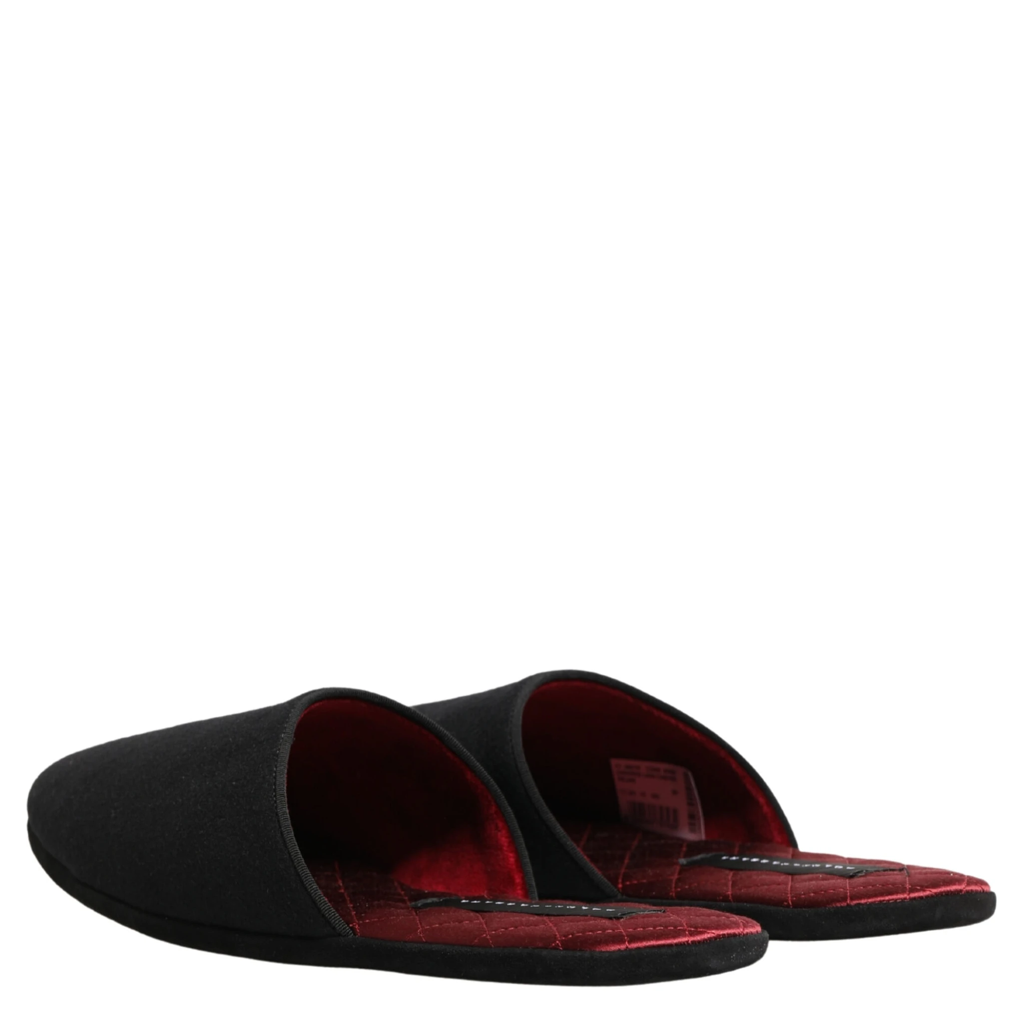Black Wool Cashmere Red Quilted Slippers Shoes