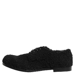 Men Black Riccio Shearling Dress Derby Shoes