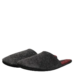 Dark Grey Charcoal Wool Red Slippers Shoes