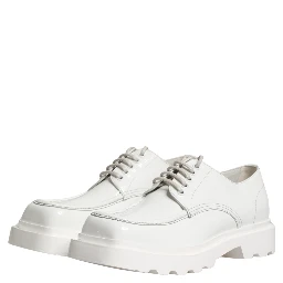 White Leather Chunky Sole Derby Shoes