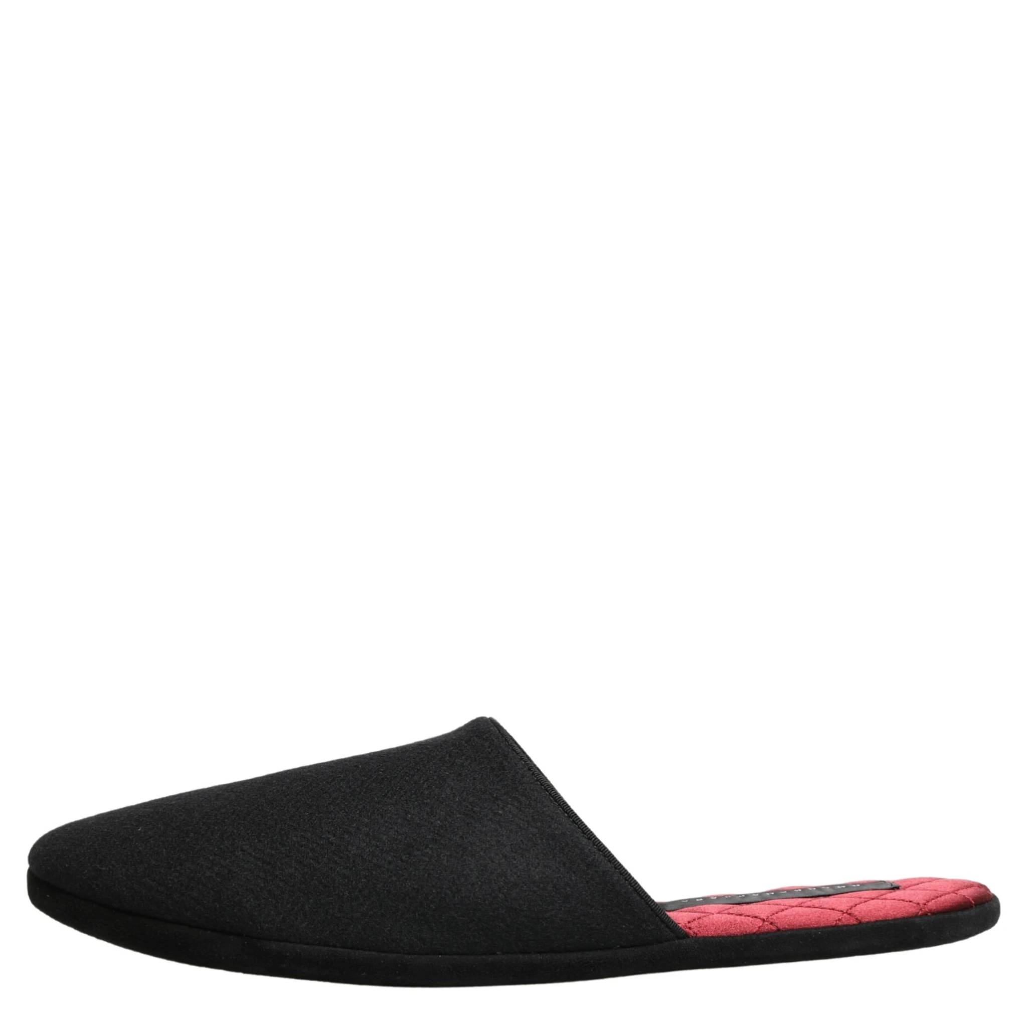 Black Wool Cashmere Red Quilted Slippers Shoes