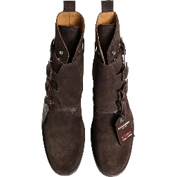 Brown Suede Leather Buckle Ankle Boots Shoes