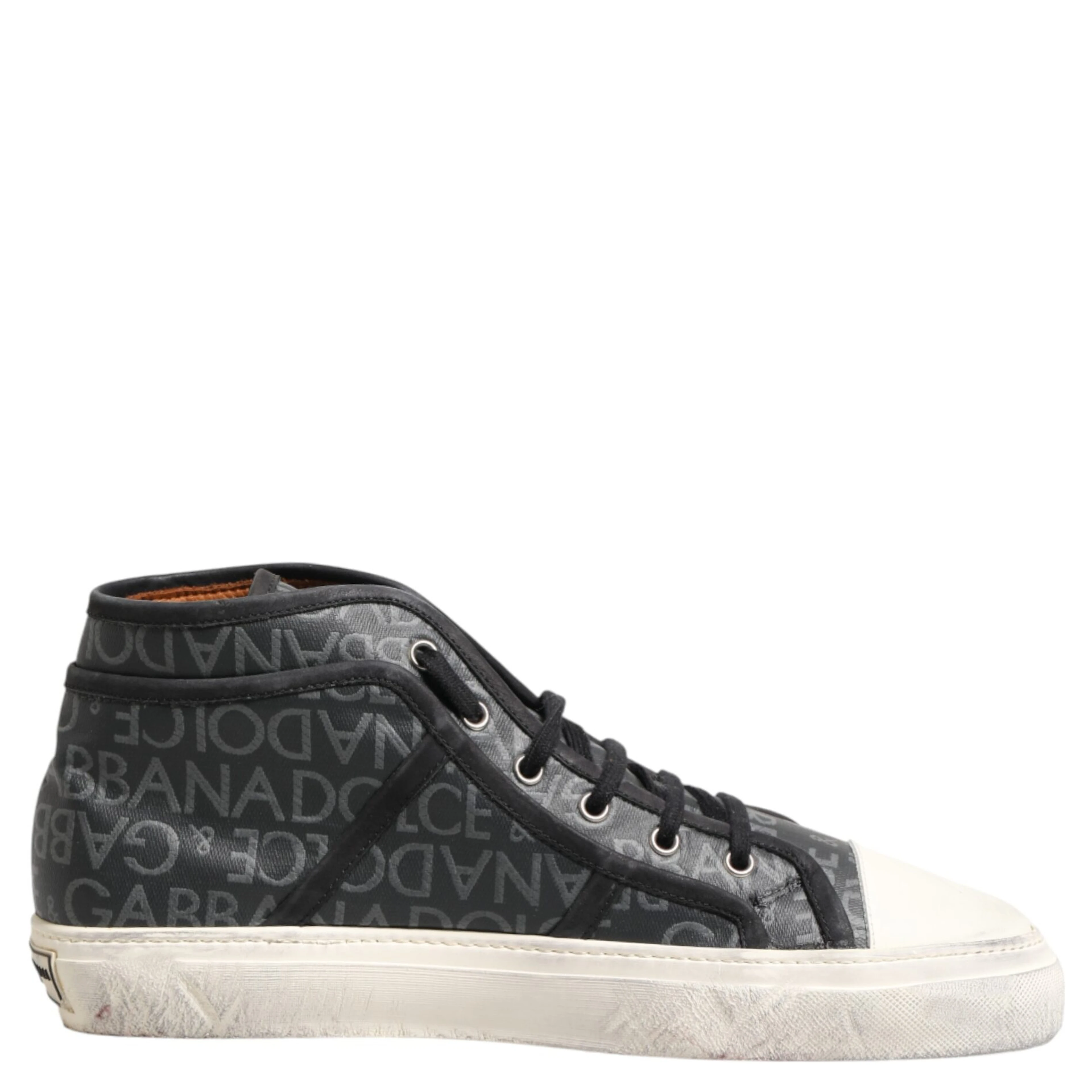 Black White Canvas Logo Mid Top Sneakers Shoes