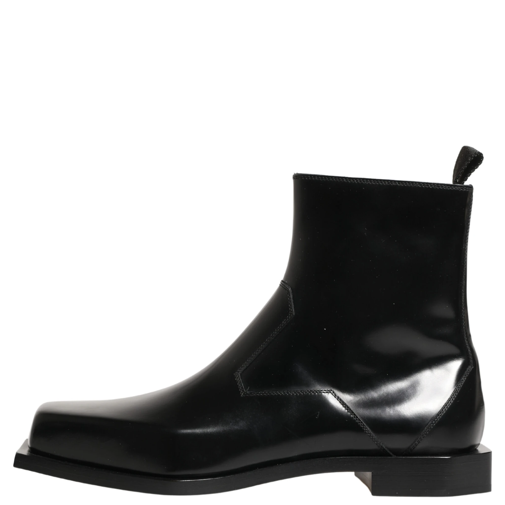 Black Leather Zip Closure Ankle Boots Shoes