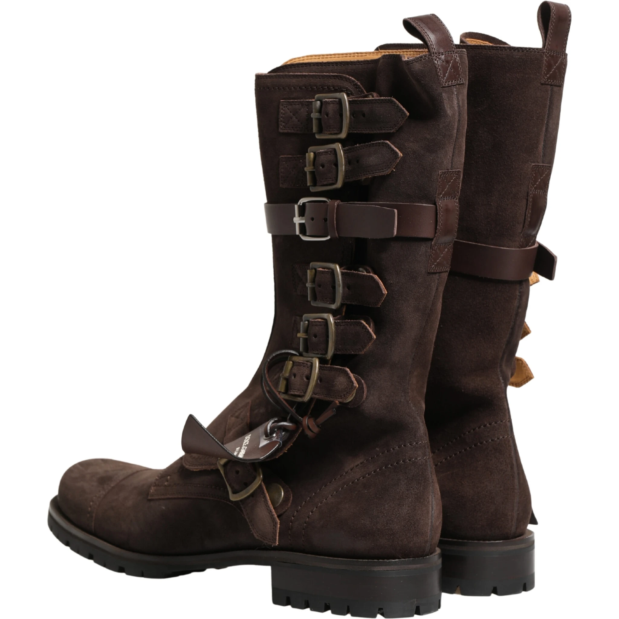 Brown Suede Leather Combat Ankle Boots  Shoes