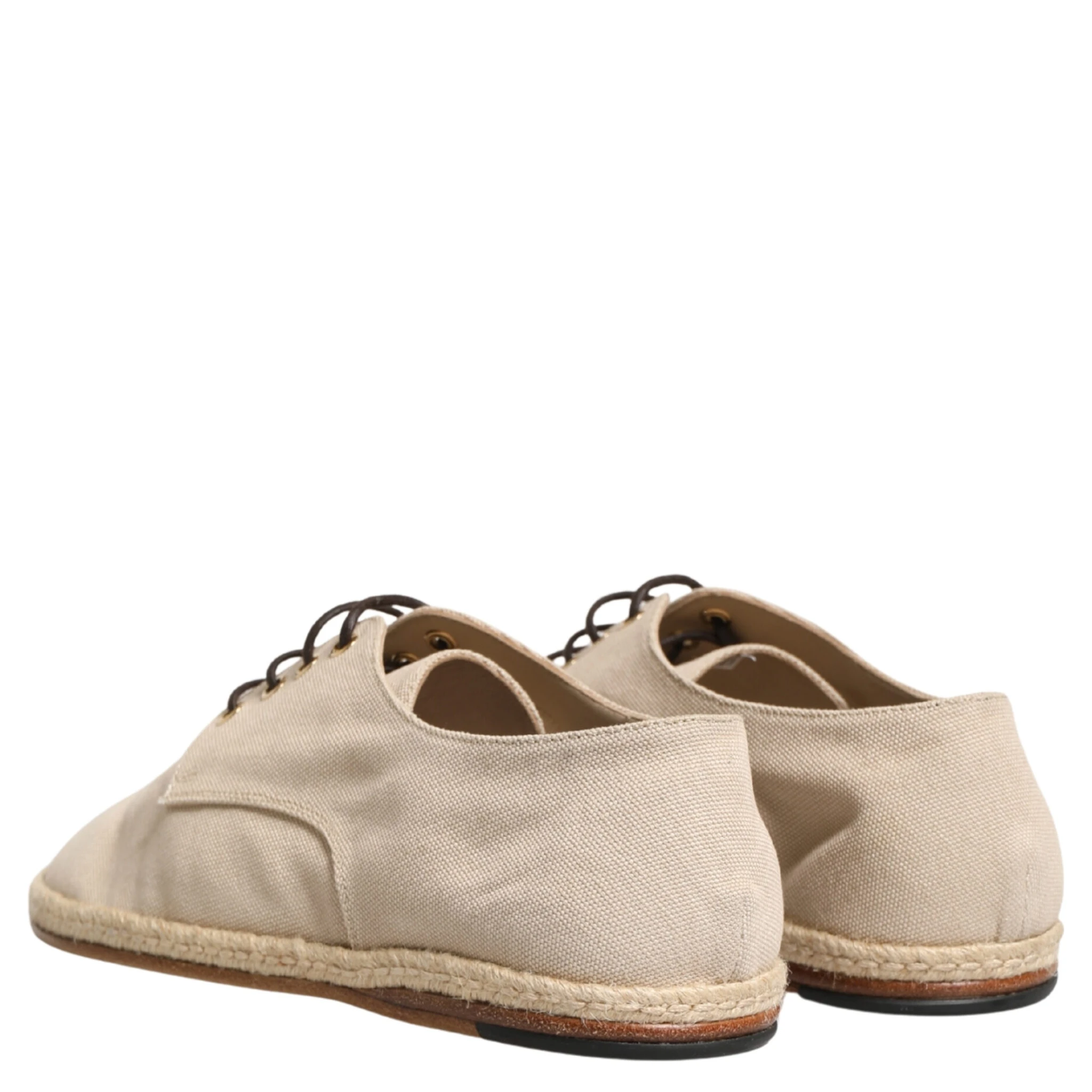 Beige Espadrille Sole Lace Up Canvas Derby Shoes