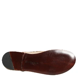 Beige Canvas Leather Trim Dress Derby Shoes