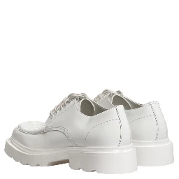 White Leather Chunky Sole Derby Shoes