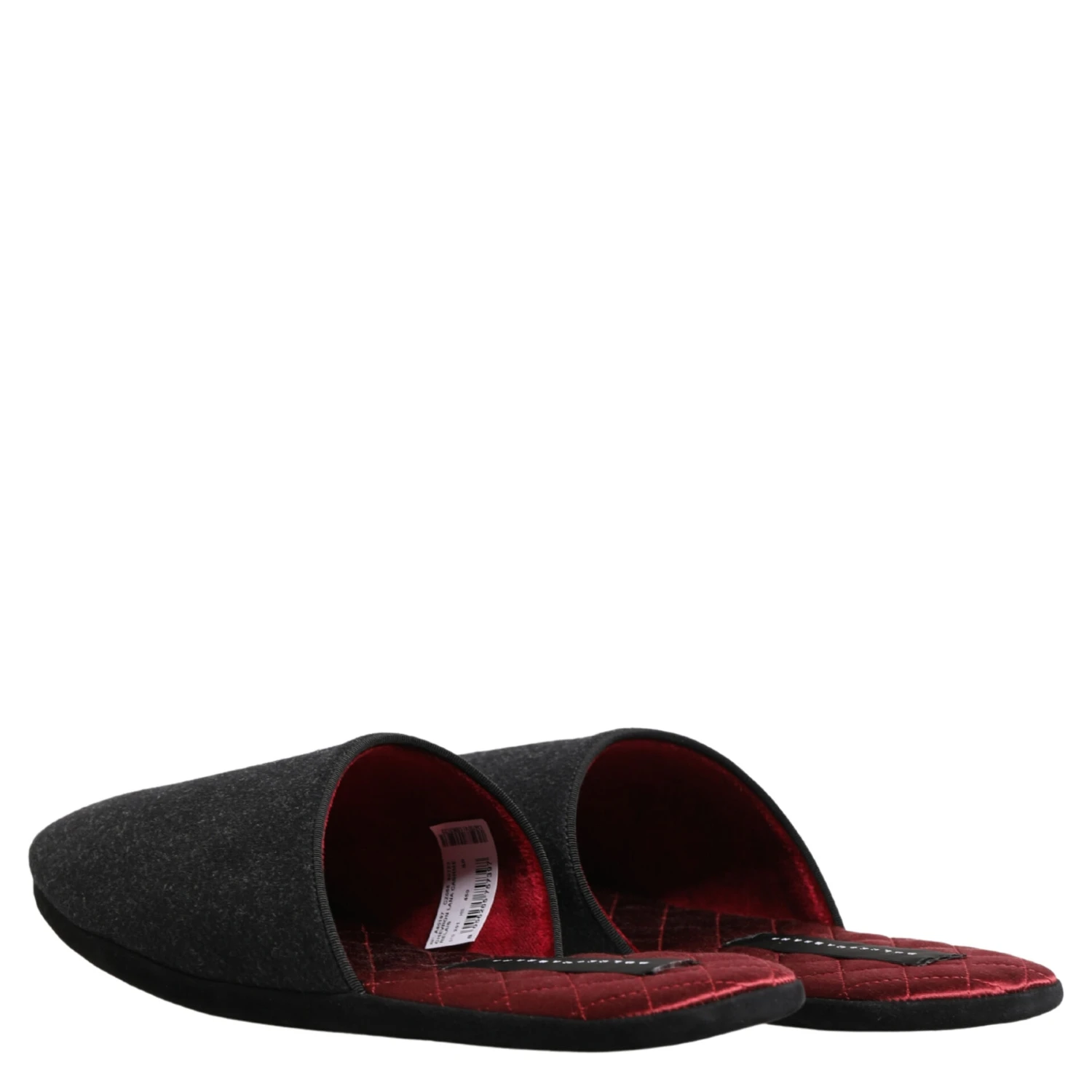 Anthracite Wool Cashmere Quilted Slippers Shoes