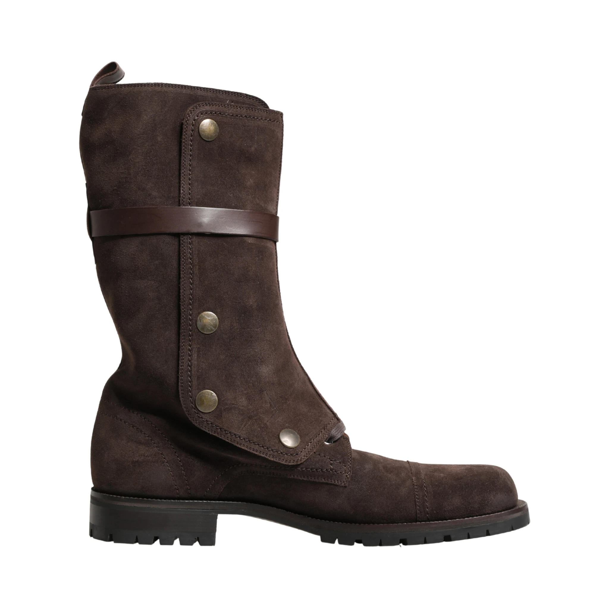 Brown Suede Leather Combat Ankle Boots  Shoes