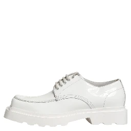 White Leather Chunky Sole Derby Shoes