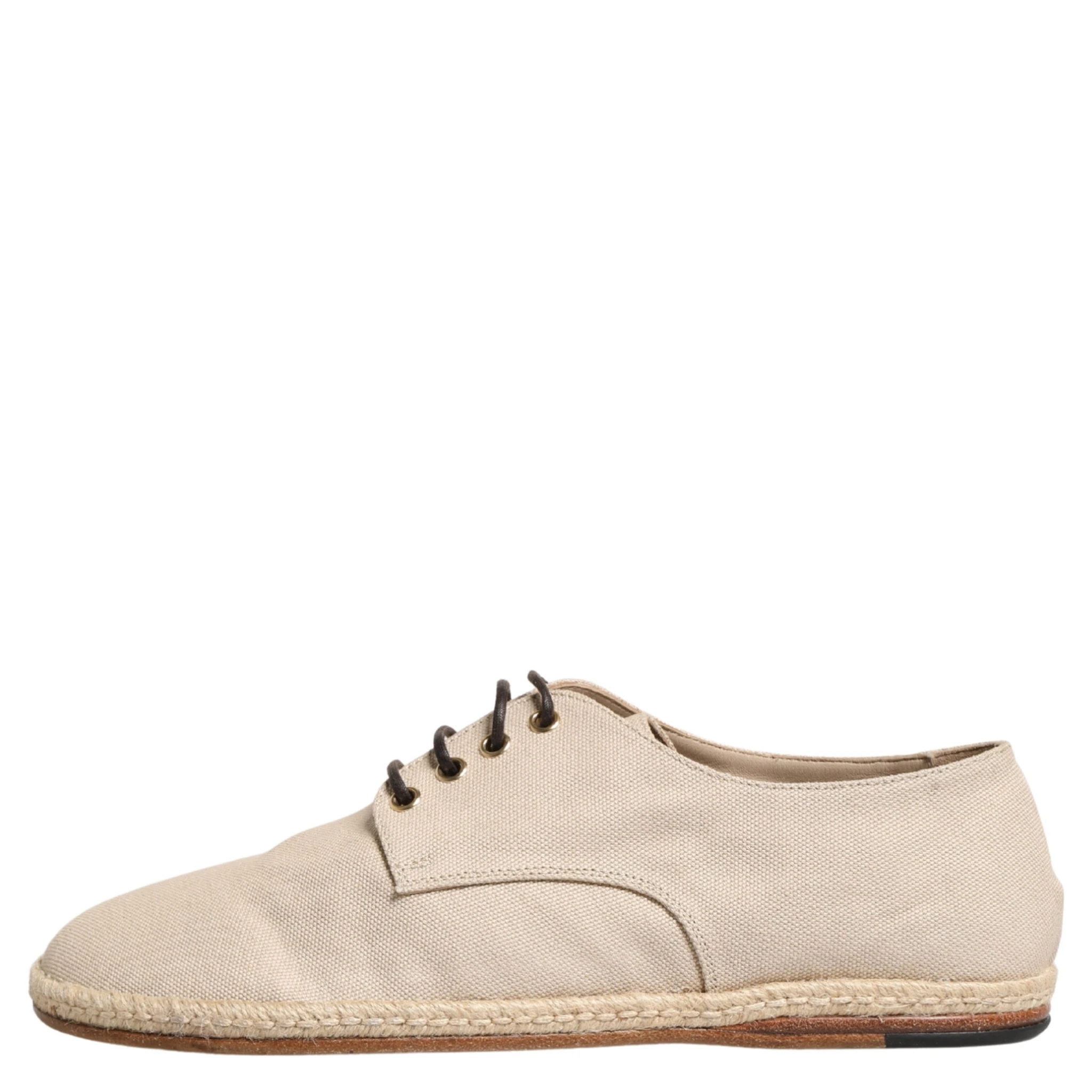 Beige Espadrille Sole Lace Up Canvas Derby Shoes