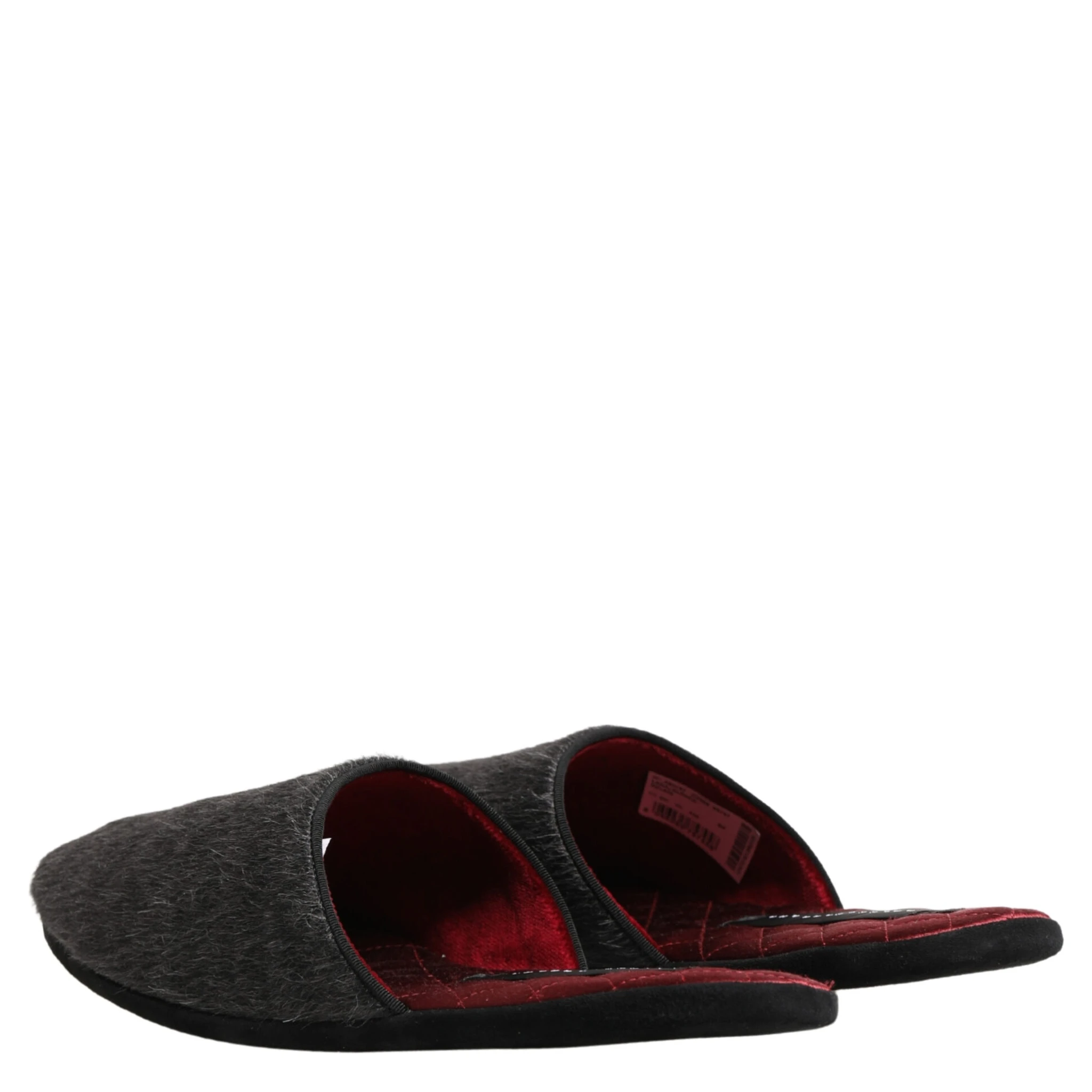 Dark Grey Charcoal Wool Red Slippers Shoes