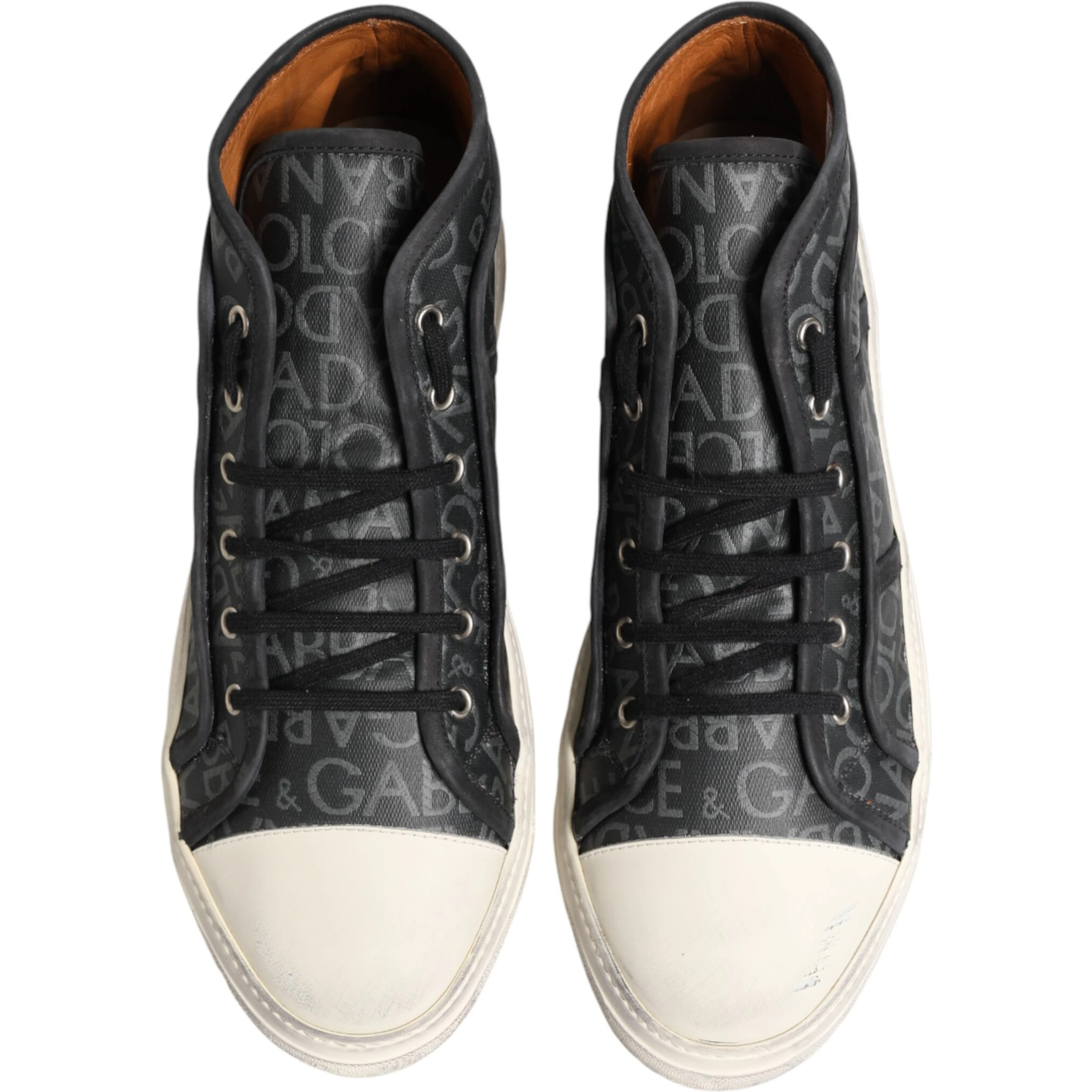 Black White Canvas Logo Mid Top Sneakers Shoes