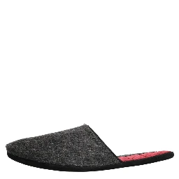 Dark Grey Charcoal Wool Red Slippers Shoes