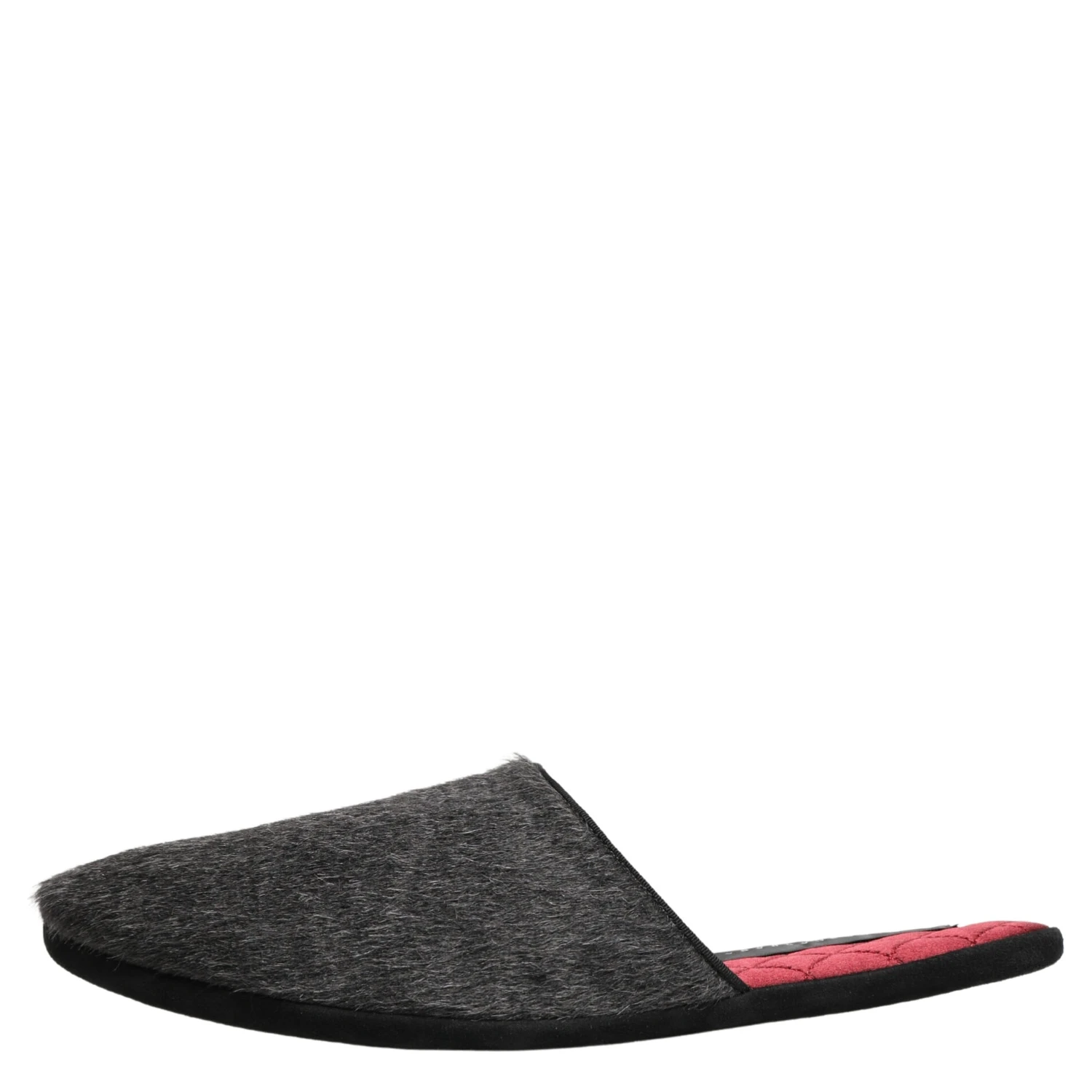 Dark Grey Charcoal Wool Red Slippers Shoes