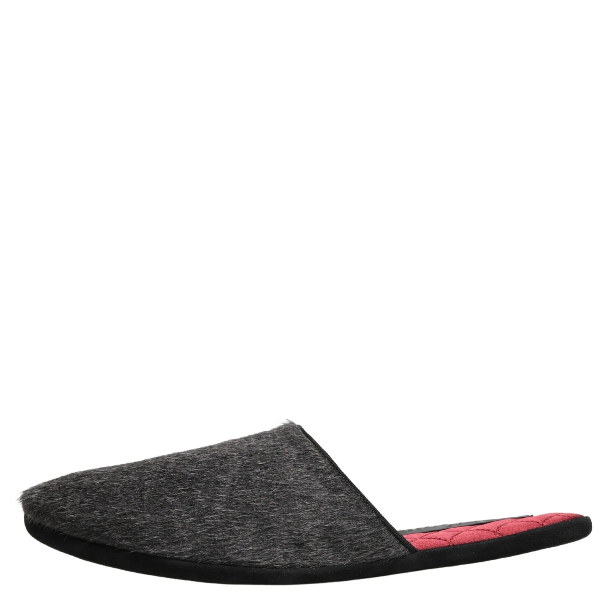 Dark Grey Charcoal Wool Red Slippers Shoes