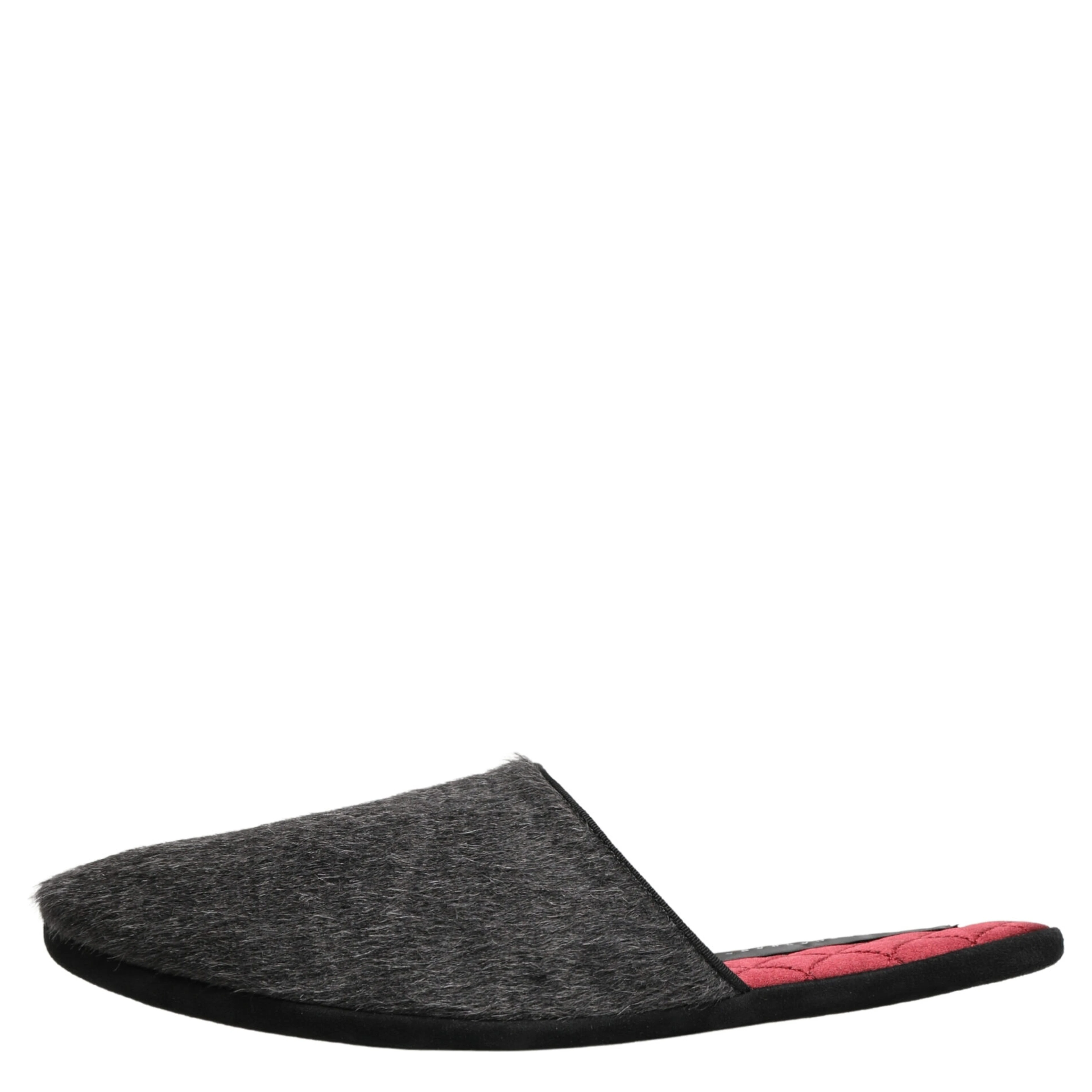 Dark Grey Charcoal Wool Red Slippers Shoes